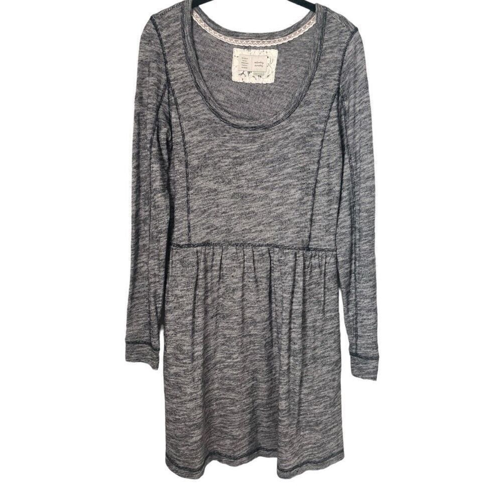 Anthropologie Saturday Sunday Dress Sz Small Long Sleeve Gray Space Dye Pockets